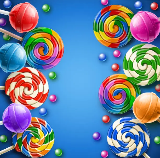 Vector illustration of Lollipop Candy Blue Background