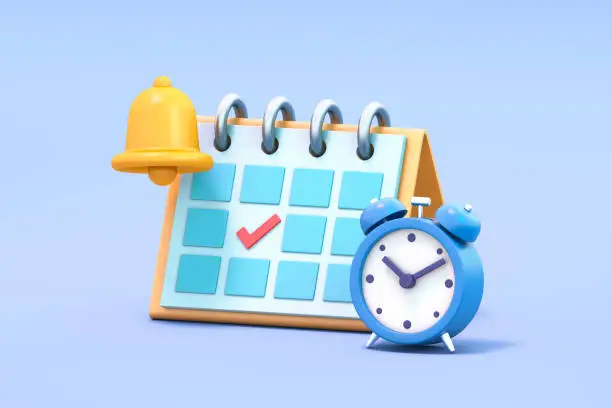 Photo of Calendar with clock and notification bell