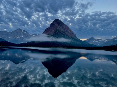 Pyramid Lake nearby Jasper at Sunset
