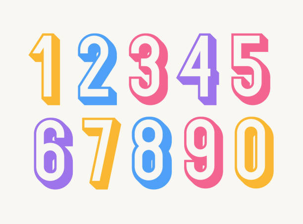 numbers vector set color 3d bold style - 數 幅插畫檔、美工圖案、卡通及圖標