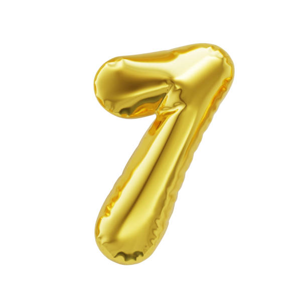 istock Number 7 shiny golden inflatable balloons 1412764513