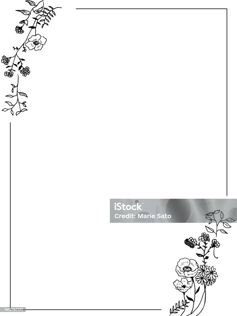 Flower Frame Simplized Simple Flower Frame Stock Illustration - Download Image Now - Flower ...