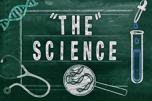The Words 'The Science' on a Blackboard Style Image for a Learning about the Trend of \