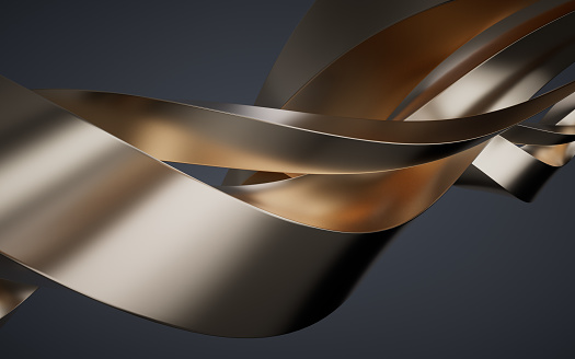 Metallic curve geometry background, 3d rendering. Computer digital drawing.