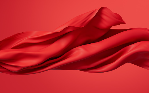 Flowing red wave cloth, 3d rendering. Computer digital drawing.