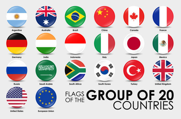 g20 국가의 국기 벡터 일러스트 레이 션 - european union flag illustrations stock illustrations