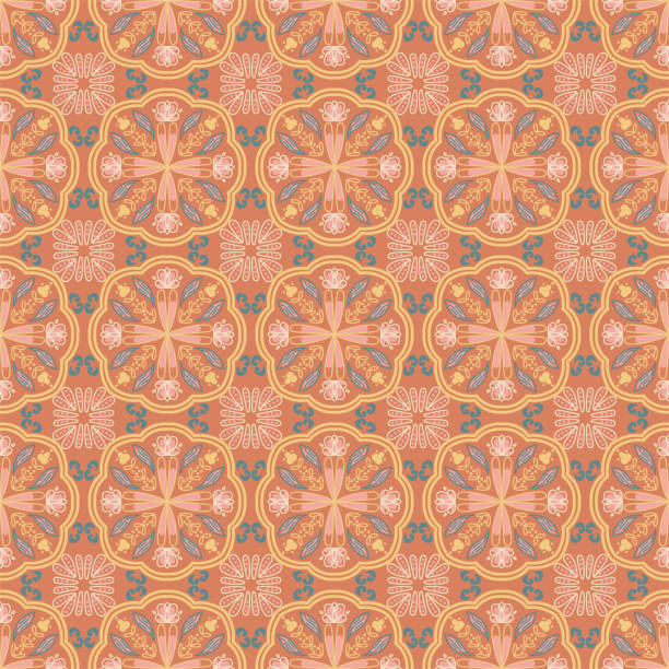 istock Garden Nature Seamless Pattern Floral Background Damask Aboriginal Ornament Art 1412784161