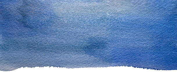 Blue Watercolor brush strokes banner. Abstract art Aquarelle texture with torn edge