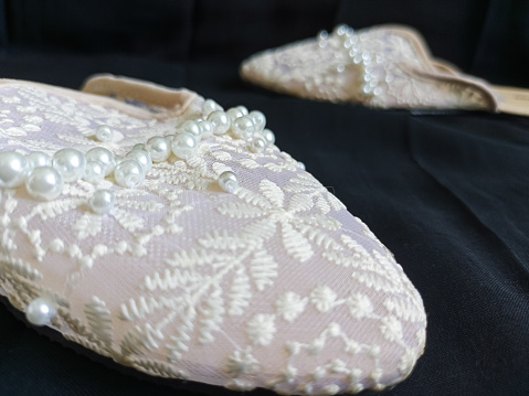 Wedding shoes with black background