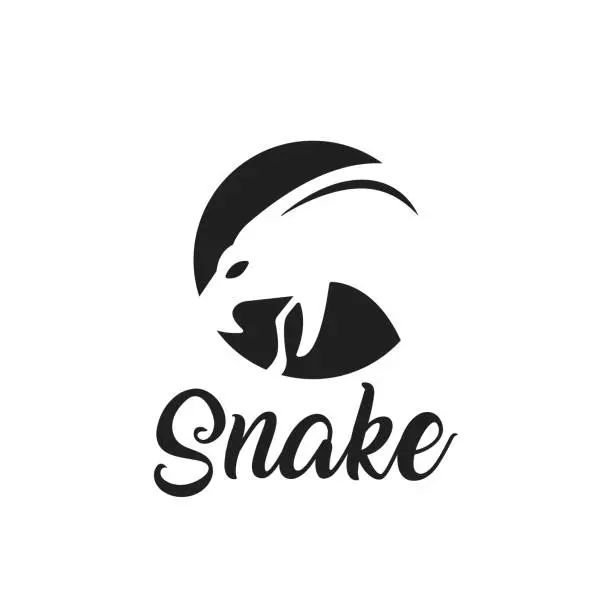 Vector illustration of Snake head logo sticking out tongue dangerous snake silhouette design illustration