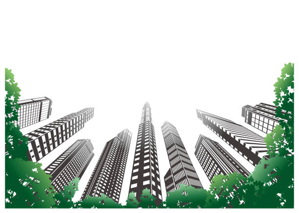istock Illustration of urban landscape with skyscrapers. 1412797123