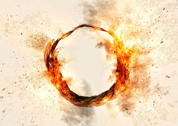 istock 3D illustration of a burning ring of fire 1412800372