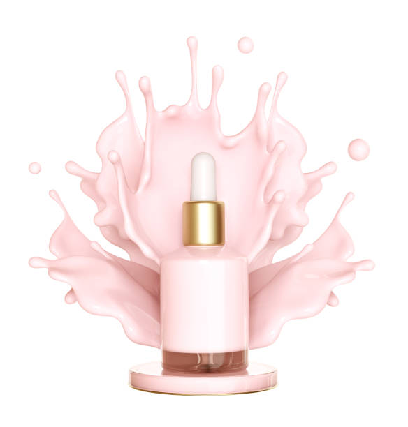 istock Make up liquid foundation cream cosmetics bottle on splashing cosmetic liquid, advertising. 3d rendering; 1412806462