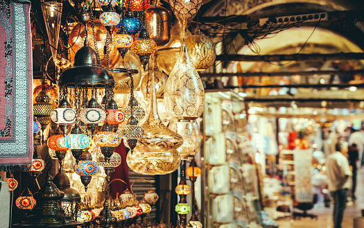 Traditional oriental lanterns for sale\nGrand Bazar in Istanbul, Turkey