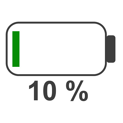10 % Battery energy icon , Battery charger concept