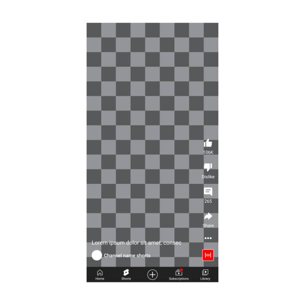 ilustrações de stock, clip art, desenhos animados e �ícones de youtube shorts mockup phone ui screen display background - shorts