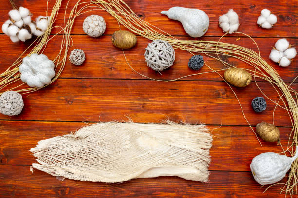 istock Wooden fall flat lay background stock photo 1412821876