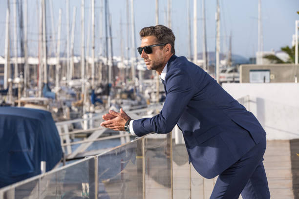 Businessman resting in city port