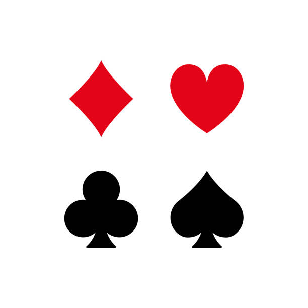 gra kasynowa flat symbol. poker play suit set piktogram glifu. card suit spade czarna ikona sylwetki. hazard black jack club w las vegas symbol. karta do gry. izolowana ilustracja wektorowa - bridge cards playing leisure games stock illustrations