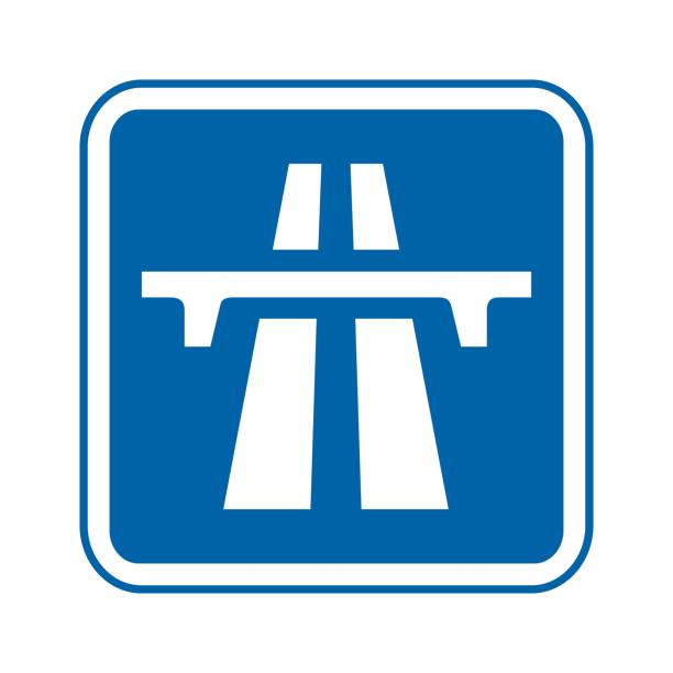 ilustrações de stock, clip art, desenhos animados e ícones de motorway traffic sign. freeway symbol. - interstate