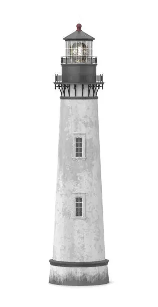 Photo of Lighthouse Isolated on White Background