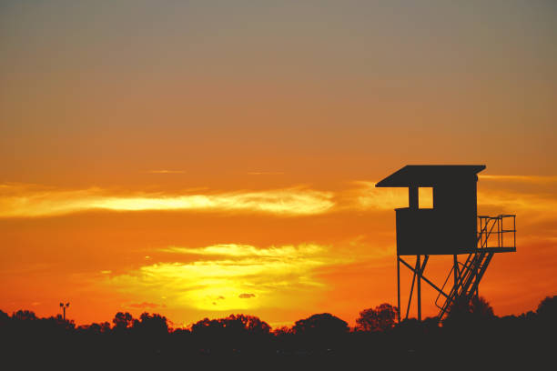 Sun retiring for the day over the public racecourse in the Mallee Country