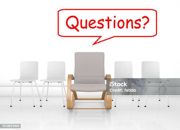 Different Chair Question Mark Teamwork And Leadership Concept Stock Photo - Download Image Now