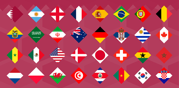 All Flags of the countries soccer world cup. Vector illustration.