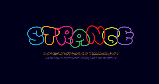 istock Comic font drawn by line, alphabet in the cartoon style 1412832792