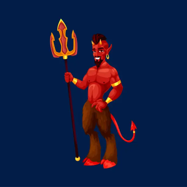 Vector illustration of Cartoon devil spooky Halloween character, imp