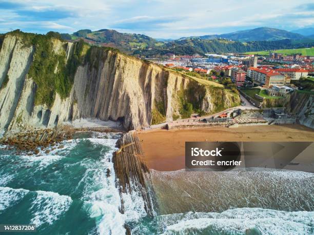 Famous Flysch Of Zumaia Basque Country Spain Stock Photo - Download Image Now - Bay Of Biscay, Vizcaya Province, Wave - Water