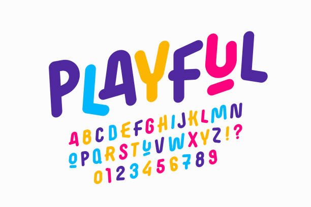 Playful style letters font designn vector art illustration