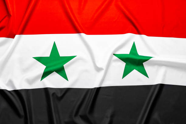 istock Wavy flag of Syria for background top view 1412845824