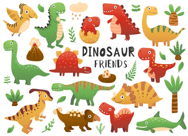 Conjunto de coleta de dinossauros dos desenhos animados