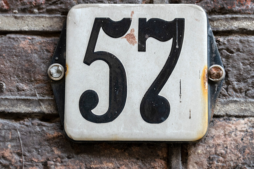 Close Up House Number 57 At Amsterdam The Netherlands 14-3-2022