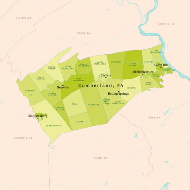 pa 컴벌랜드 카운티 벡터 맵 그린 - cumberland county stock illustrations