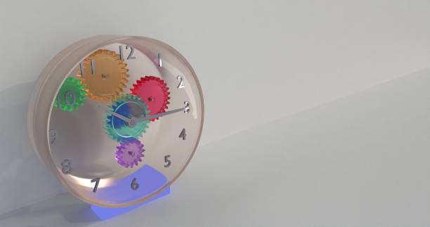istock Transparent glass alarm clock 1412852556