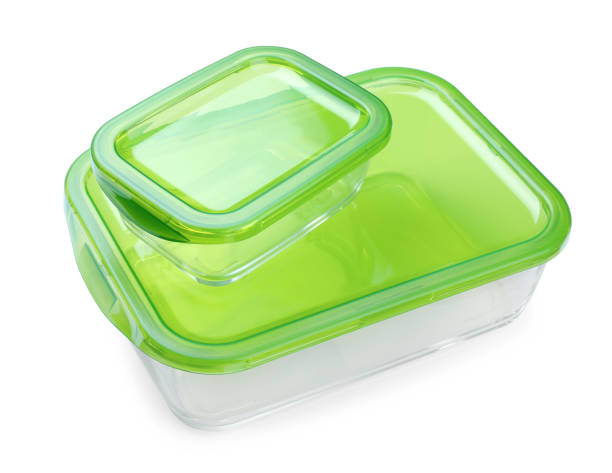 istock Two empty glass containers for food on white background 1412855817