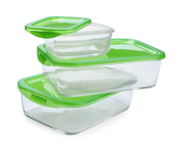 istock Set of empty glass containers for food on white background 1412855908