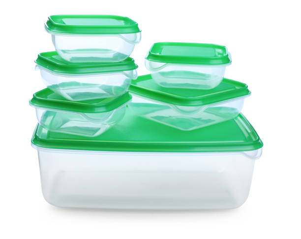 istock Set of empty plastic containers for food on white background 1412855944