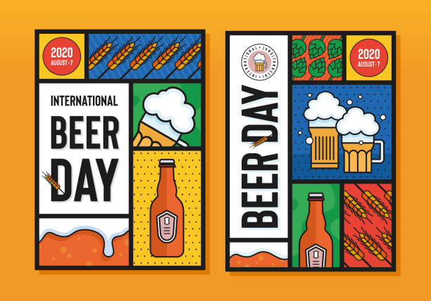 дизайн плаката международного дня пива. векторная иллюстрация - oktoberfest stock illustrations