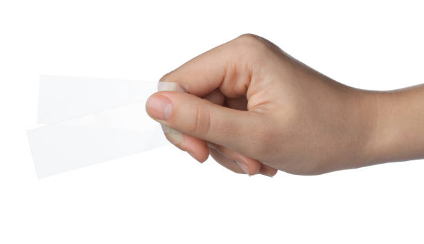 istock Woman holding clean microscope slide on white background, closeup 1412856264