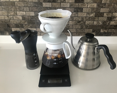 Preparing cold brew coffee with Hario V60