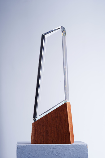 close up of crystal trophy