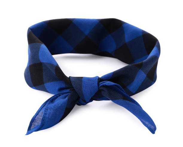 istock Tied blue bandana with check pattern isolated on white 1412860399