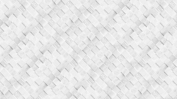 istock Abstract white stone concrete cement tile texture wall with 3d square cubes mosaic background seamless 1412860562