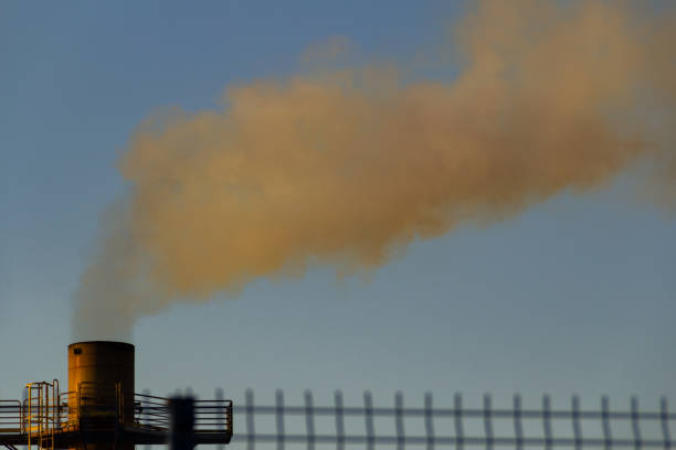 istock Factory smoke polluting the air. 1412865671