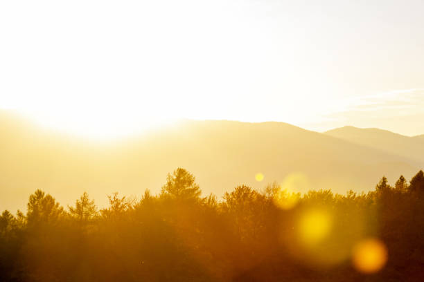 Lens flare at sunset in Mountains
