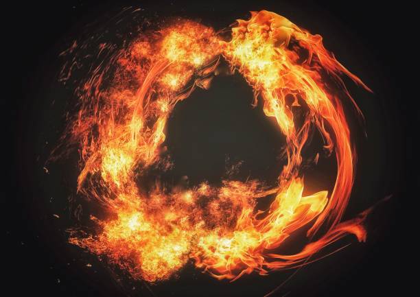 istock 3D illustration of flames burning in the dark 1412867961