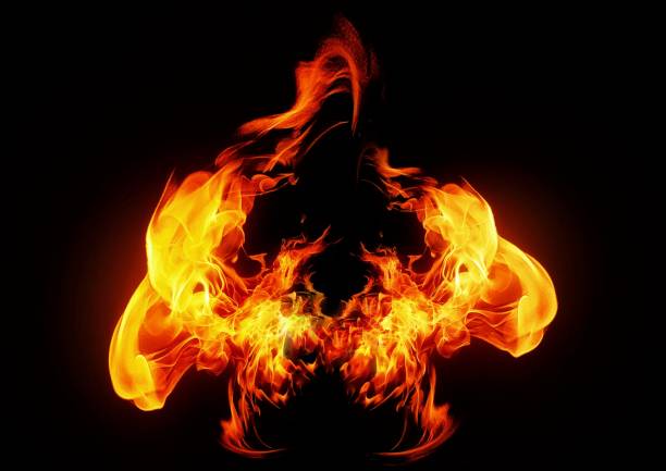istock 3D illustration of flames burning in the dark 1412867967